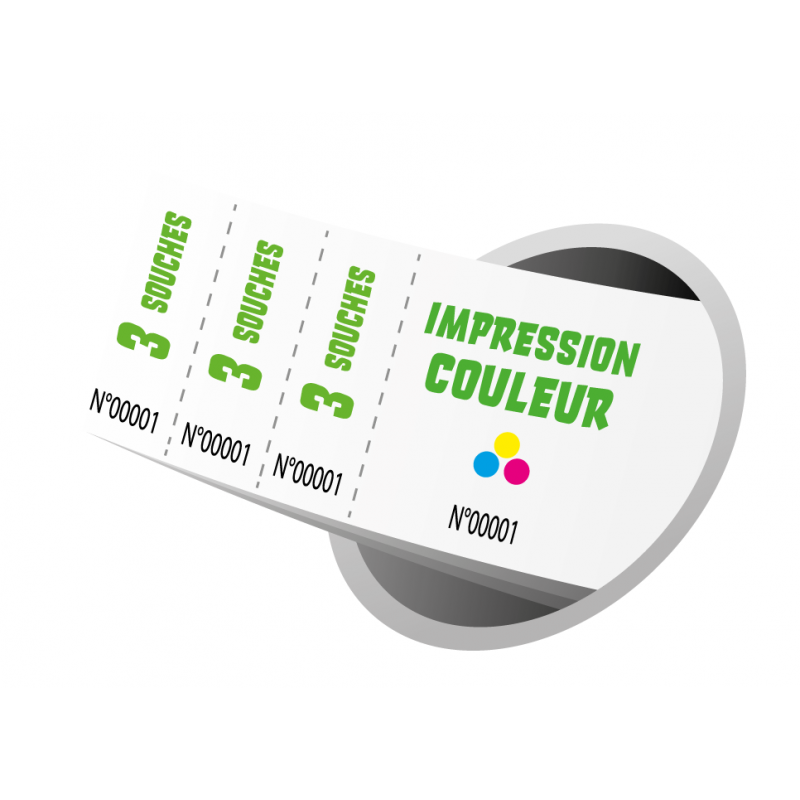 Billet personnalisé 3 souches pour tombola, entrée, valeurs